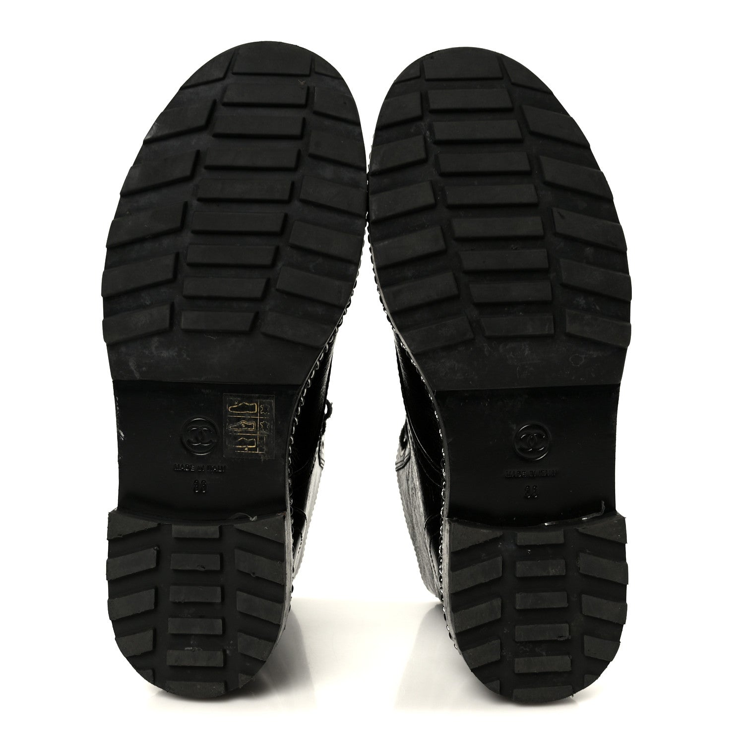 Chanel Crackled Calfskin Velvet Pearl Combat Short Boots 36 Black 6 of 11