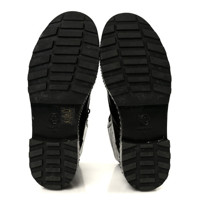 Chanel Crackled Calfskin Velvet Pearl Combat Short Boots 36 Black 6 of 11