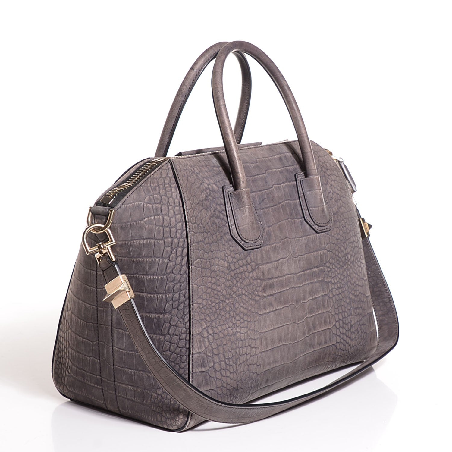 Givenchy Nubuck Crocodile Embossed Medium Antigona Washed Black 3 of 7