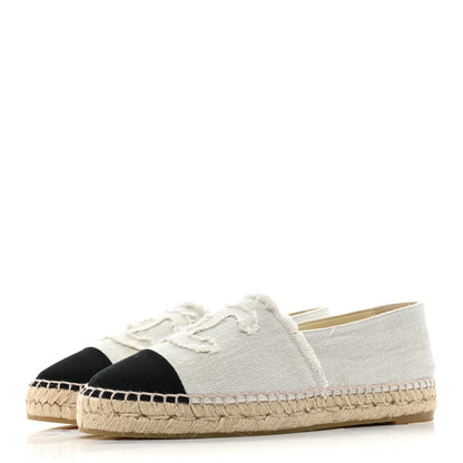 Chanel Linen CC Espadrilles 42 Beige Black 3 of 9