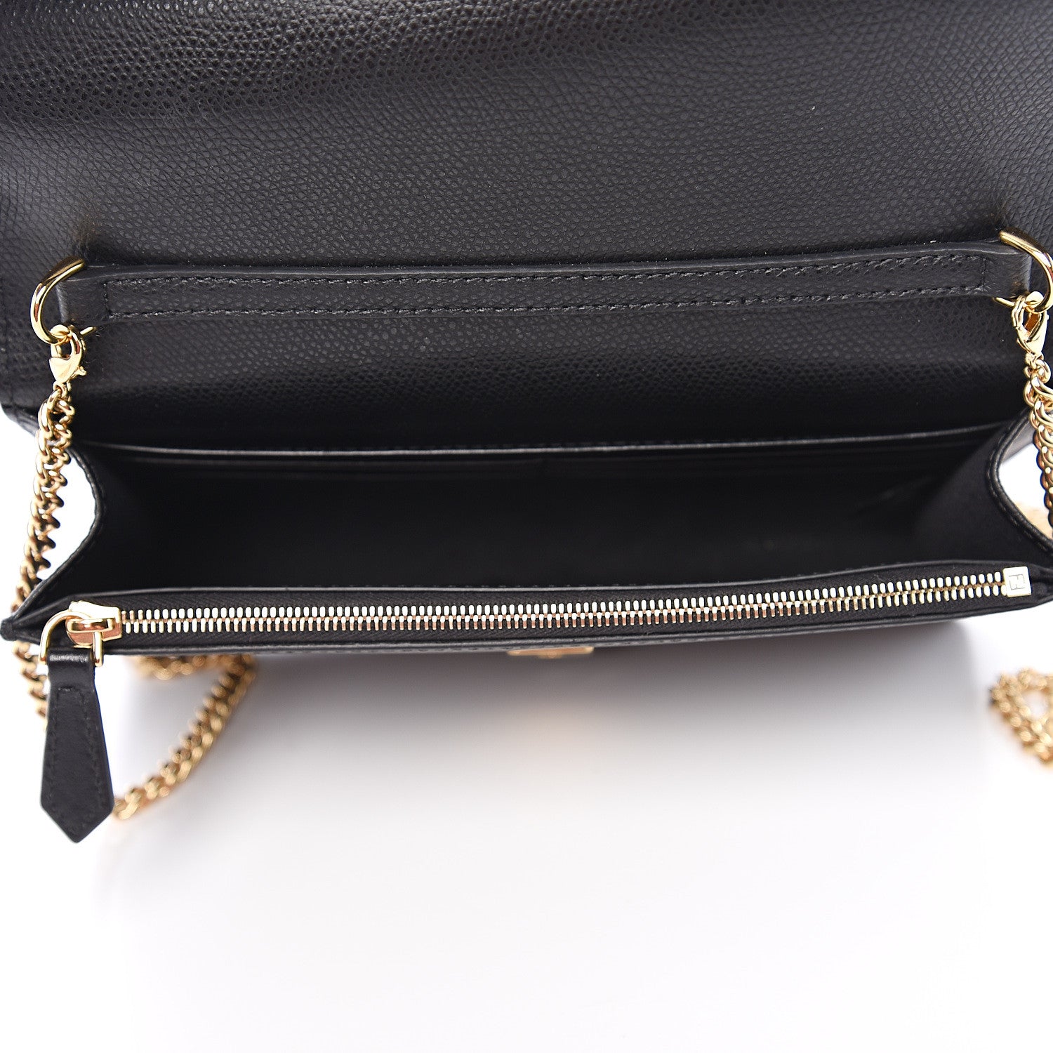 Fendi Vitello Cruise F is Fendi Bi-Color FF 1974 Embossed Medium Envelope Wallet On Chain Black Maya 4 of 10