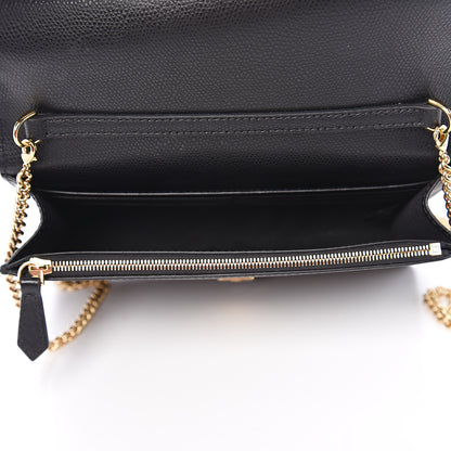 Fendi Vitello Cruise F is Fendi Bi-Color FF 1974 Embossed Medium Envelope Wallet On Chain Black Maya 4 of 10