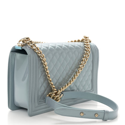 Chanel Iridescent Glazed Calfskin Quilted New Medium Boy Flap Light Blue 3 of 11