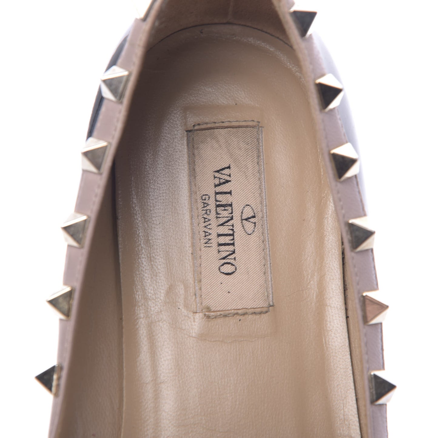 Patent Nappa Rockstud Ballerina Flats 38 Black Poudre