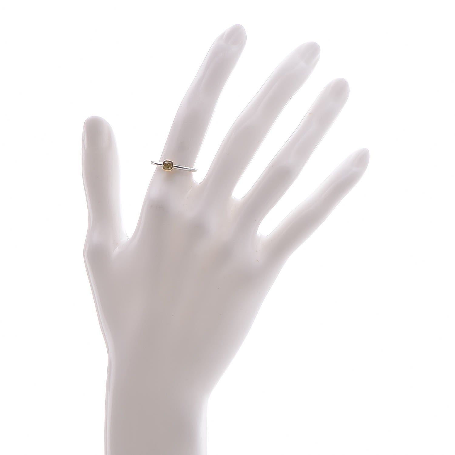 Tiffany 18K Yellow Gold Platinum Fancy Yellow Diamond Bezet Ring 51 5.75 2 of 4
