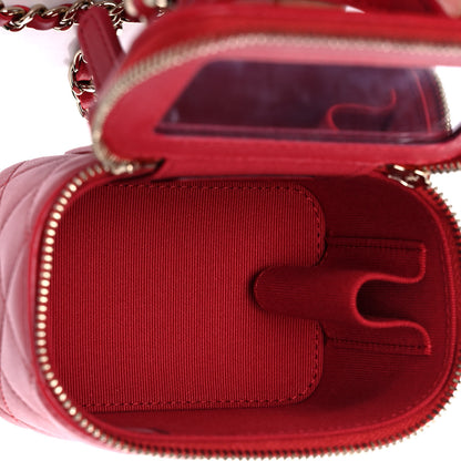 Chanel Lambskin Quilted Top Handle Mini Vanity Case With Chain Red 7 of 11