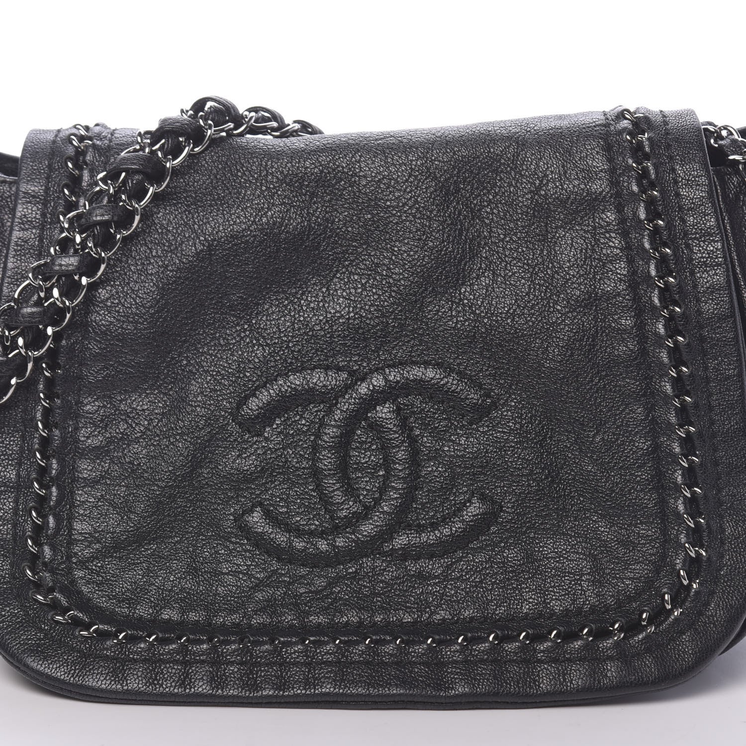Chanel Metallic Goatskin Luxe Ligne Flap Black 9 of 12