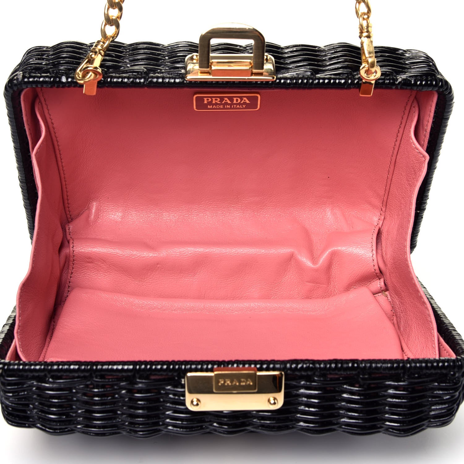 Prada Wicker Triangle Crossbody Clutch Black Petalo 5 of 11