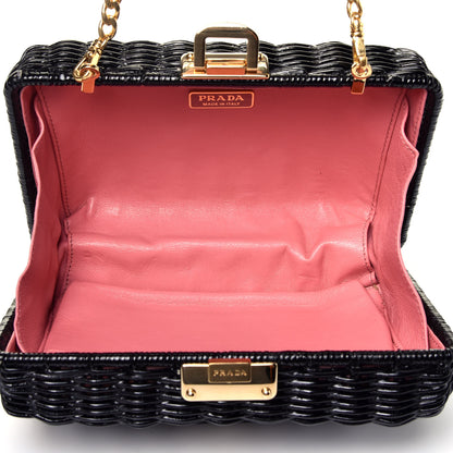 Prada Wicker Triangle Crossbody Clutch Black Petalo 5 of 11