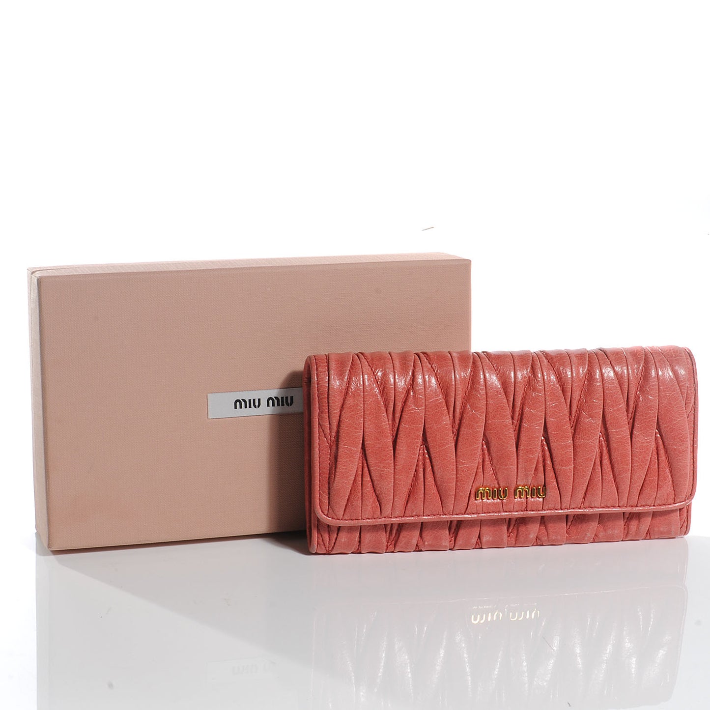Leather Matelasse Wallet Rose Pink