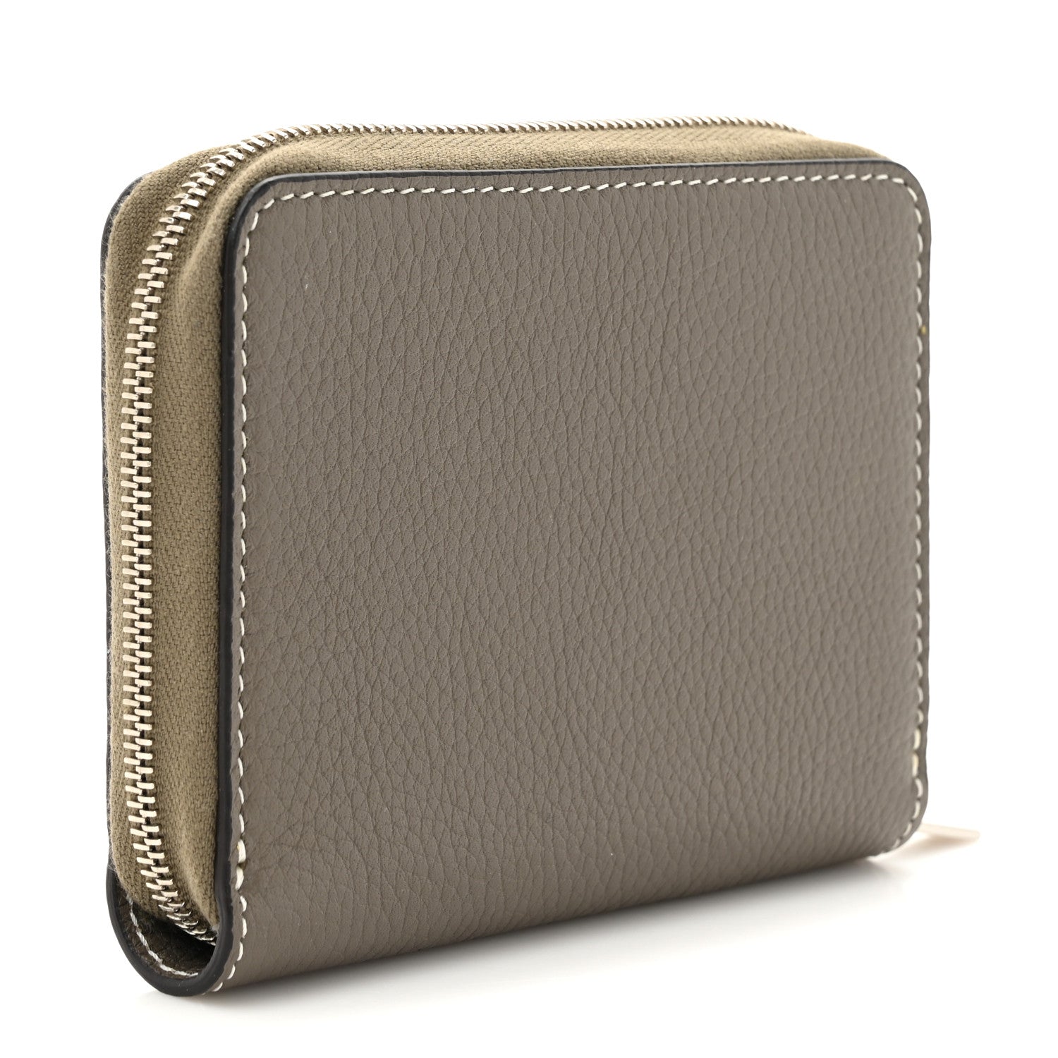 Celine Grained Calfskin Compact Zipped Wallet Souris 2 of 7