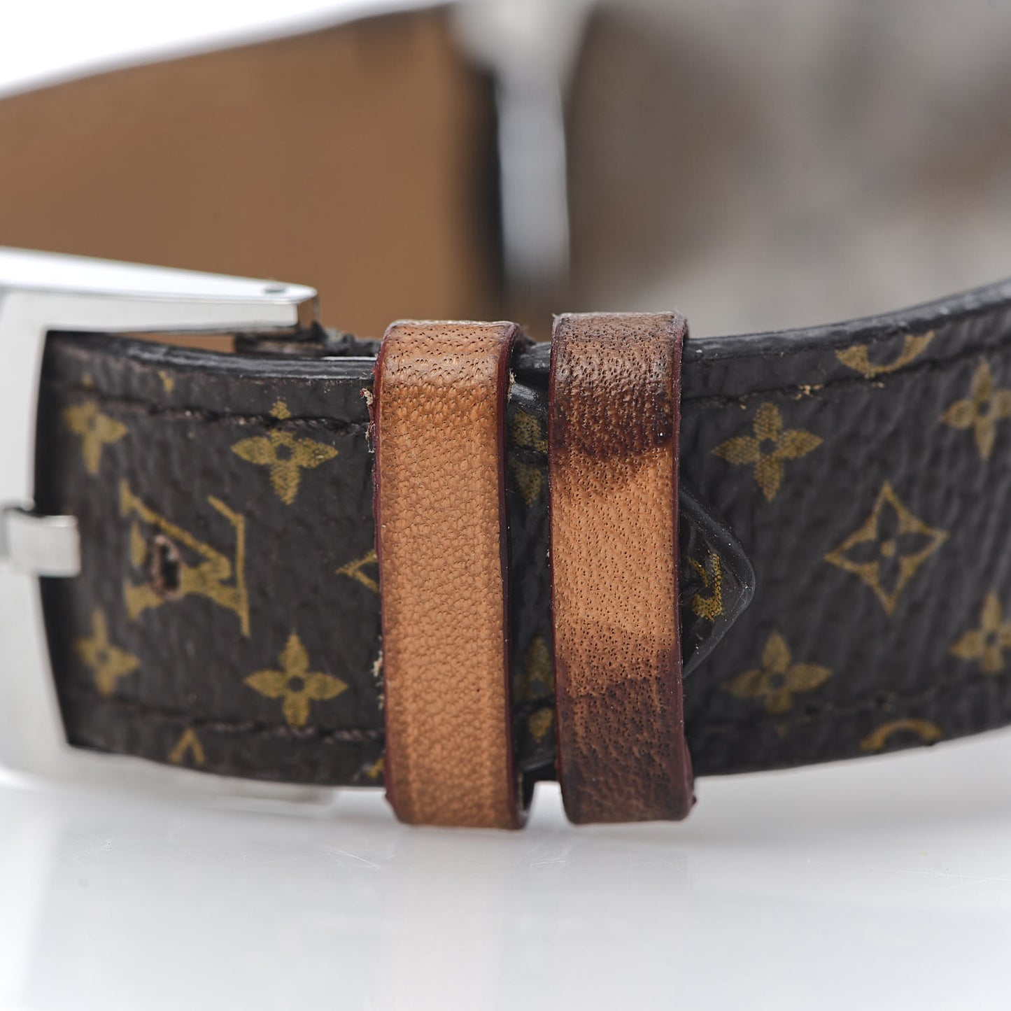Stainless Steel Monogram 39mm Tambour Quartz Watch Brown