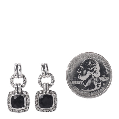 David Yurman Sterling Silver Diamond Black Onyx 7mm Petite Albion Drop Earrings 2 of 4