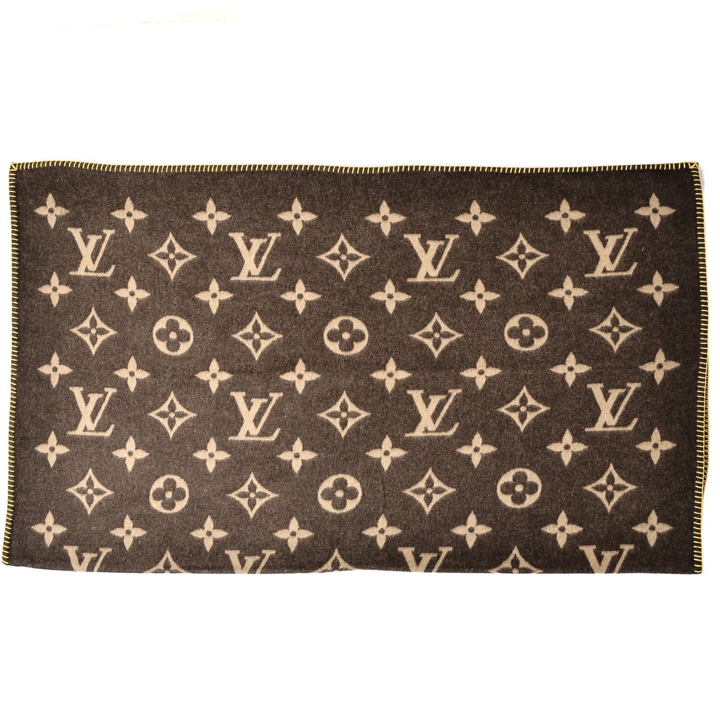 Wool Angora Monogram Blanket Marron