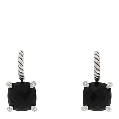 David Yurman Sterling Silver Diamond Black Onyx Chatelaine Drop Earrings 1 of 4