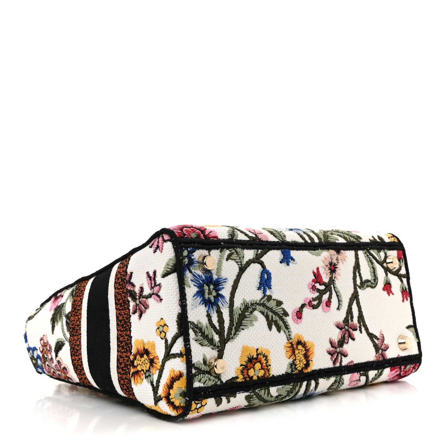 Christian Dior Canvas Embroidered Medium Lady D-Lite Ecru Multicolor 4 of 12