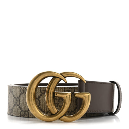 Gucci GG Supreme Monogram Matte Plutone Calfskin Double G 40mm Belt 80 32 Beige Ebony New Acero 1 of 7