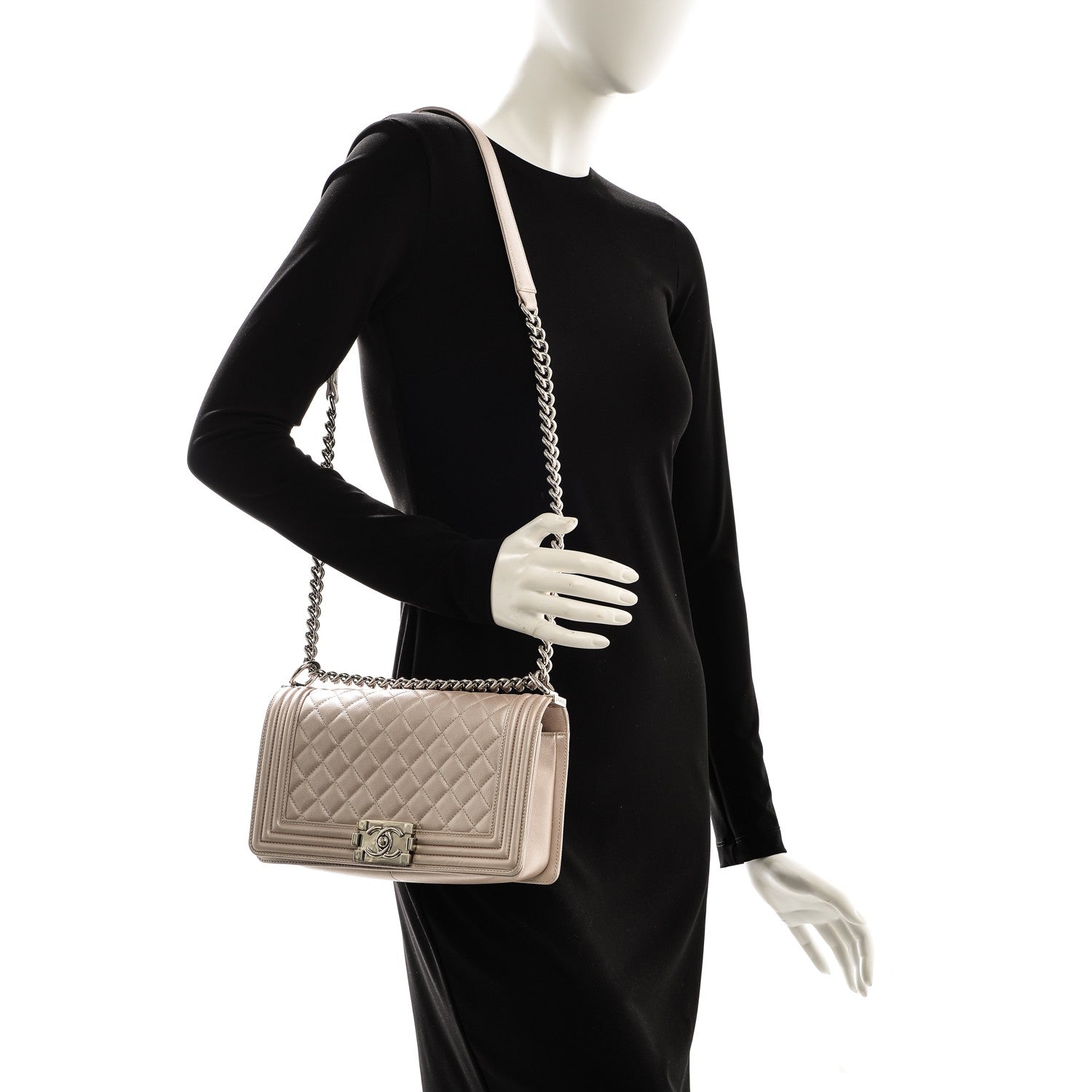 Chanel Metallic Calfskin Medium Boy Flap Light Pink 2 of 11