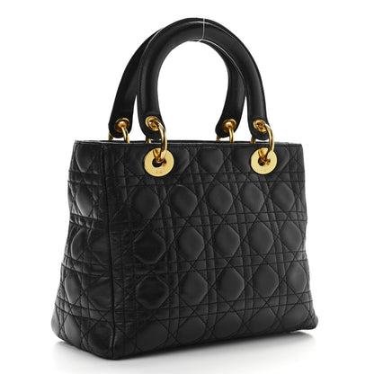 Christian Dior Lambskin Cannage Medium Lady Dior Black 2 of 10