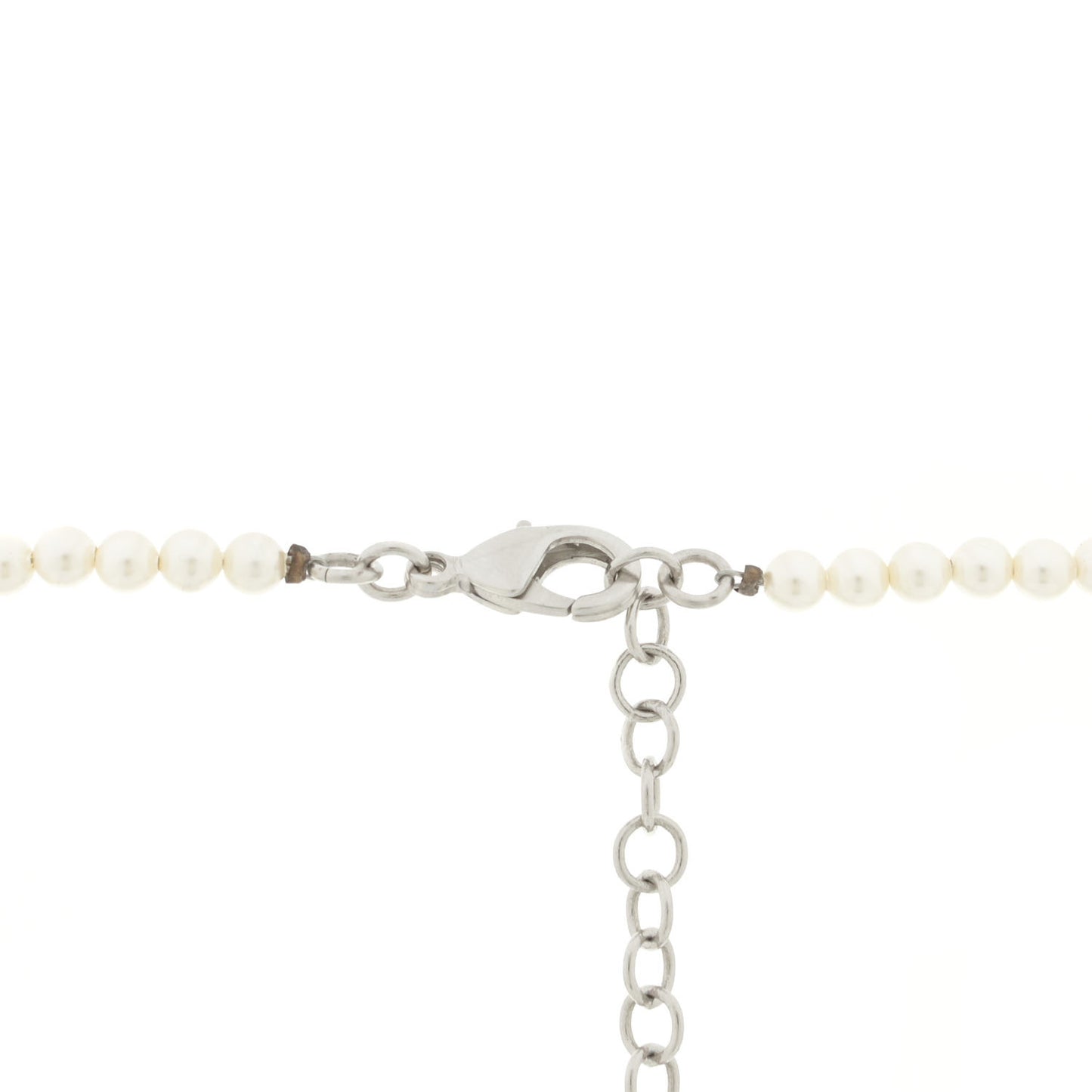 Pearl Cluster CC Long Necklace Silver