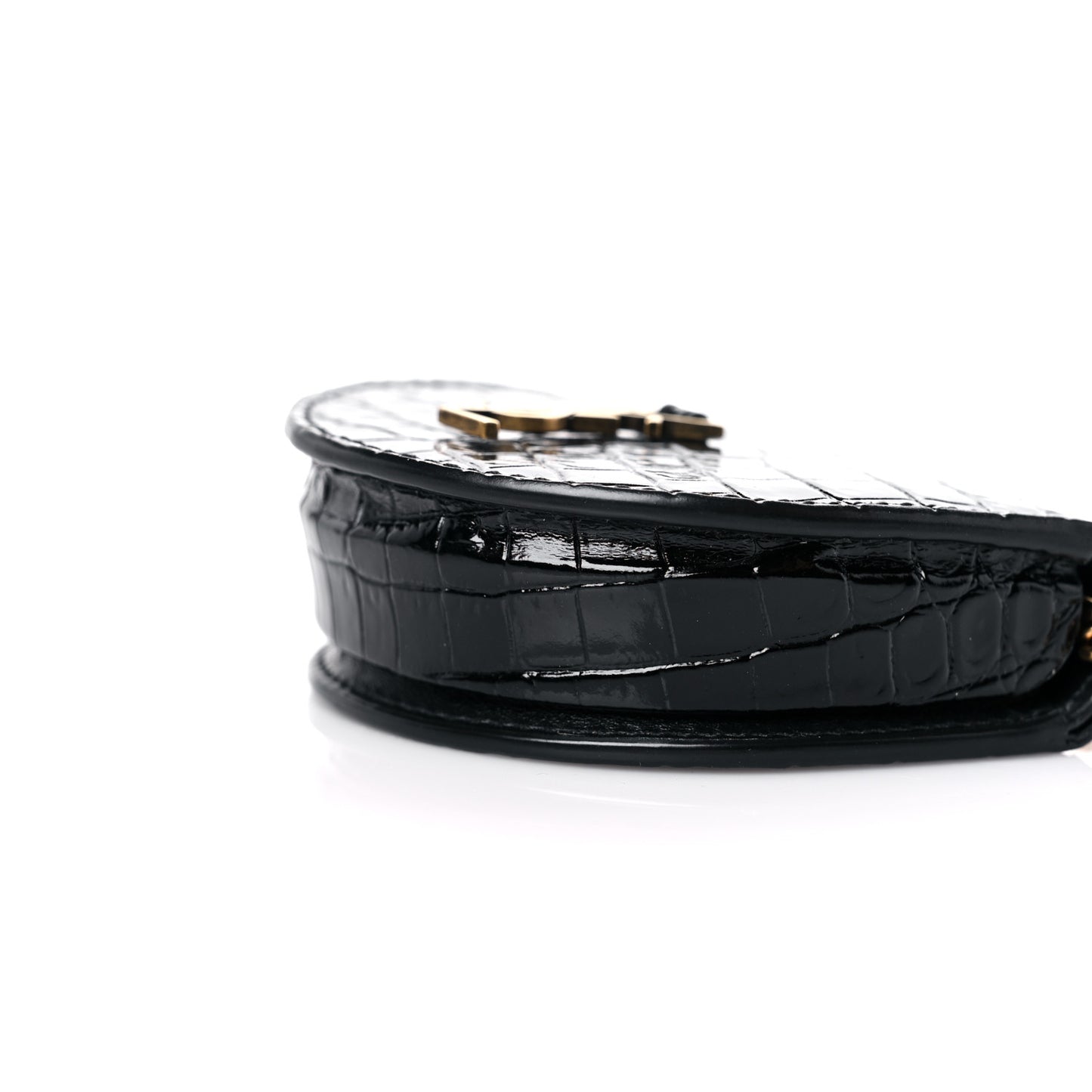 Patent Crocodile Embossed Monogram Baby Kaia Crossbody Bag Black