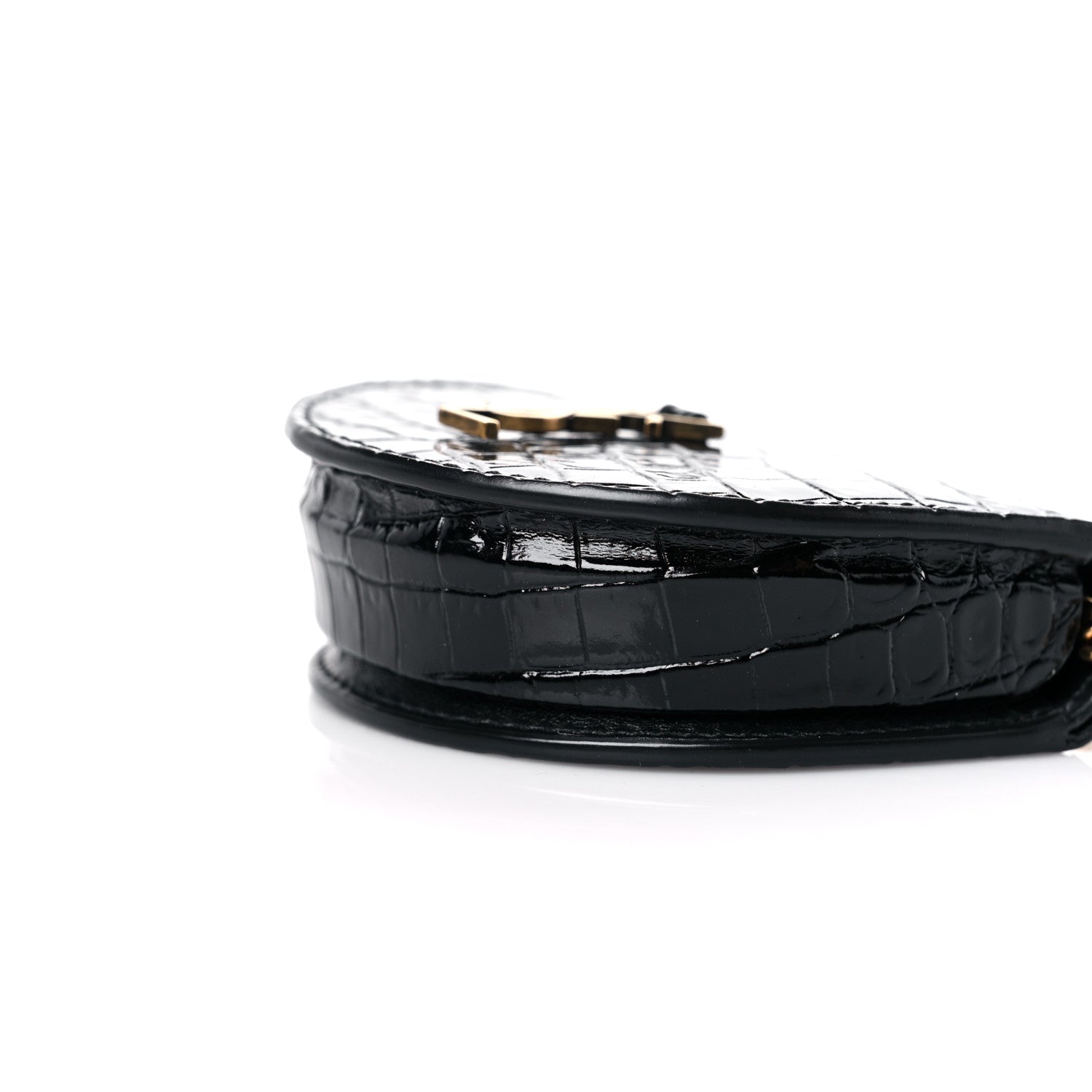 Saint Laurent Patent Crocodile Embossed Monogram Baby Kaia Crossbody Bag Black 8 of 9