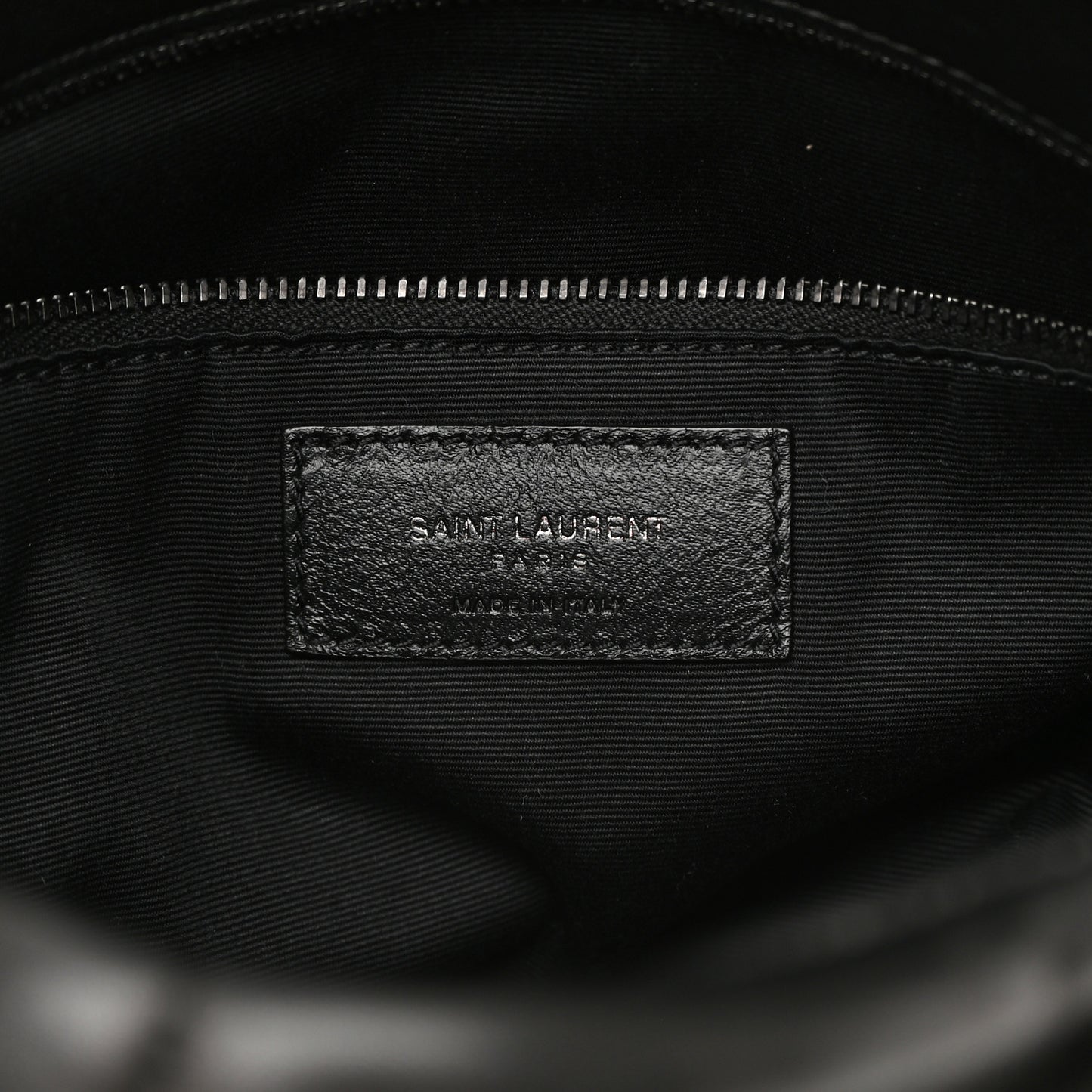 Lambskin Quilted Monogram Monochrome Medium Loulou Puffer Chain Satchel Black