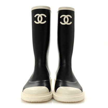 Chanel Caoutchouk CC High Boots 40 Black White 3 of 12