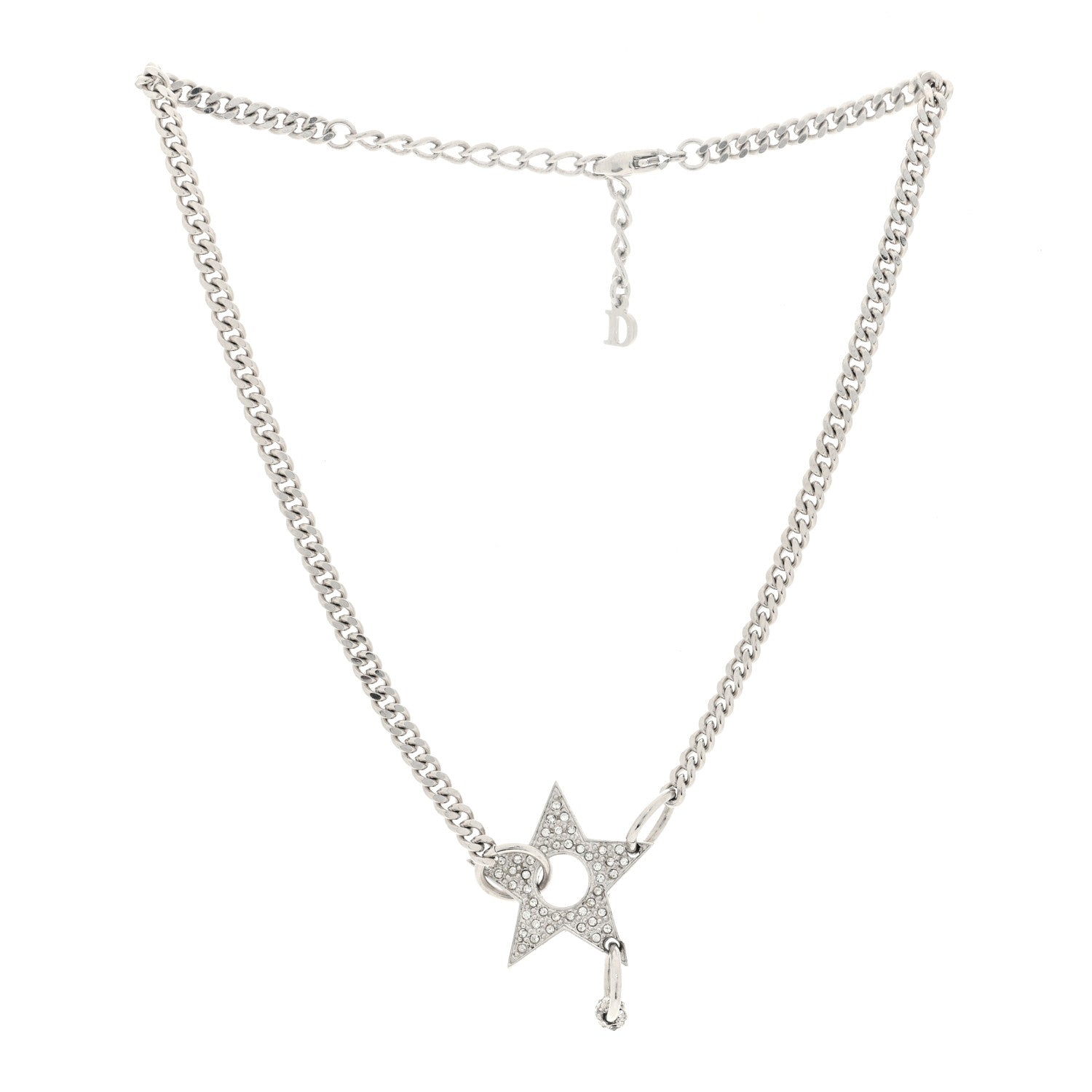 Christian Dior Crystal Star Choker Necklace Silver 1548987