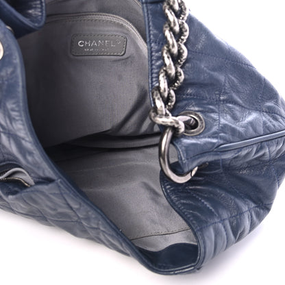 Chanel Calfskin Coco Pleats Hobo Dark Blue 4 of 4