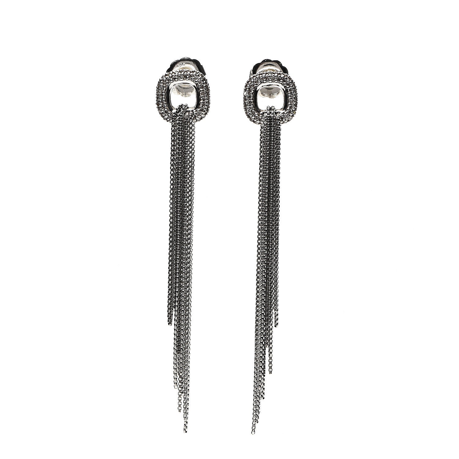 David Yurman Sterling Silver Pave Diamond Lariat Waterfall Earrings 1 of 4