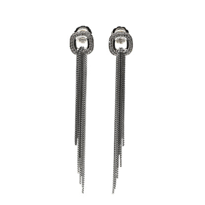 David Yurman Sterling Silver Pave Diamond Lariat Waterfall Earrings 1 of 4