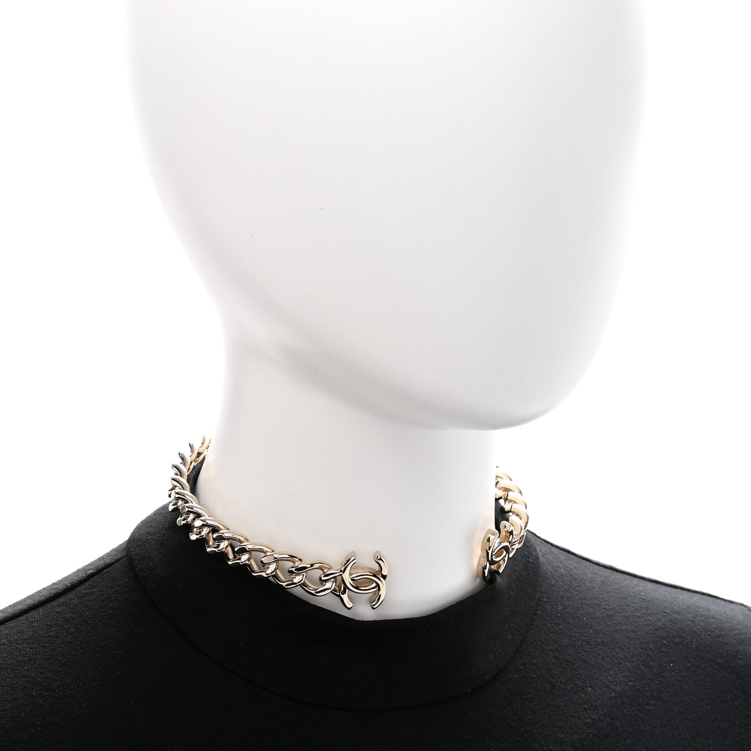 Chanel Metal CC Chain Link Choker Necklace M Gold 2 of 5
