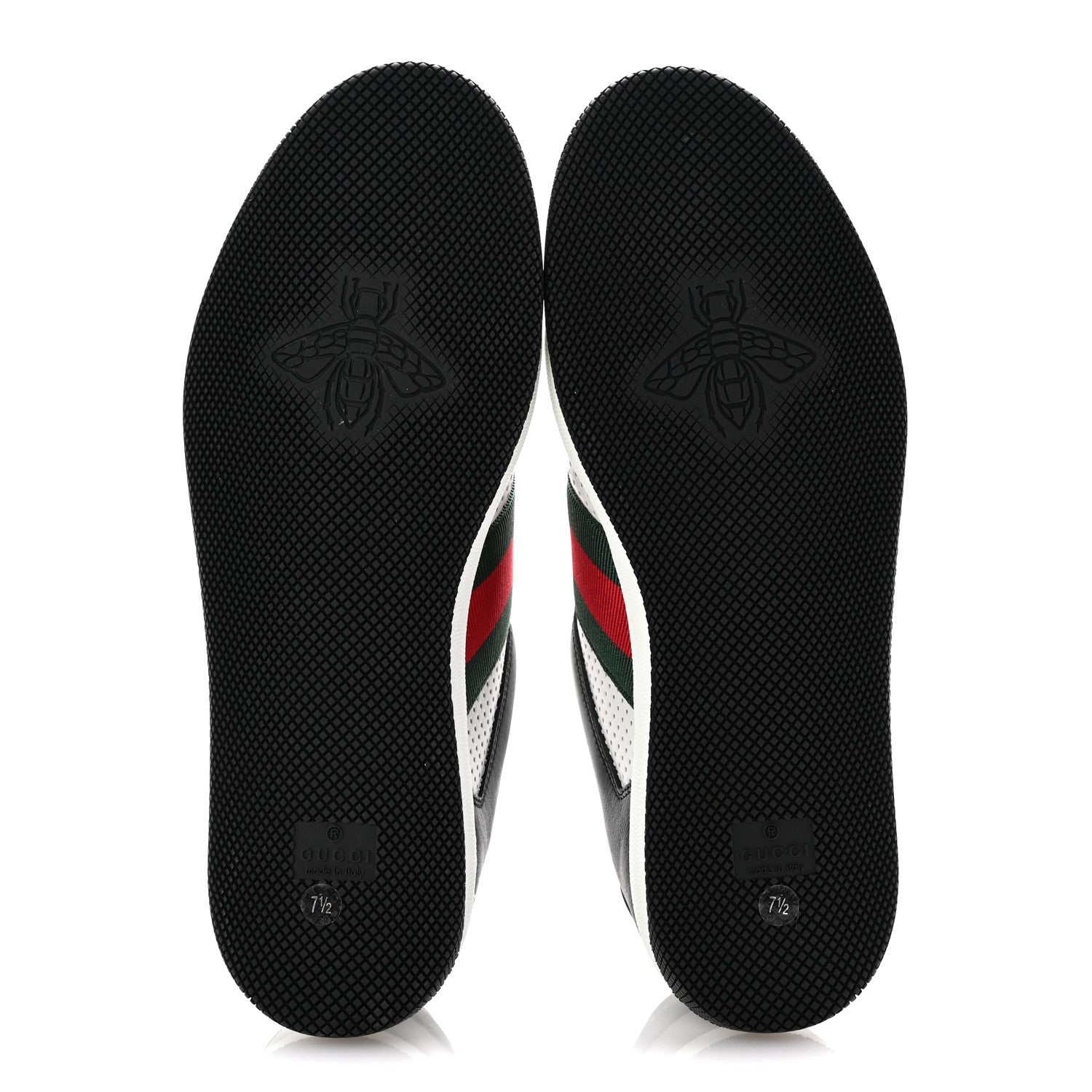 Gucci Calfskin Web Mens Screener Sneakers 7.5 Black White 6 of 10