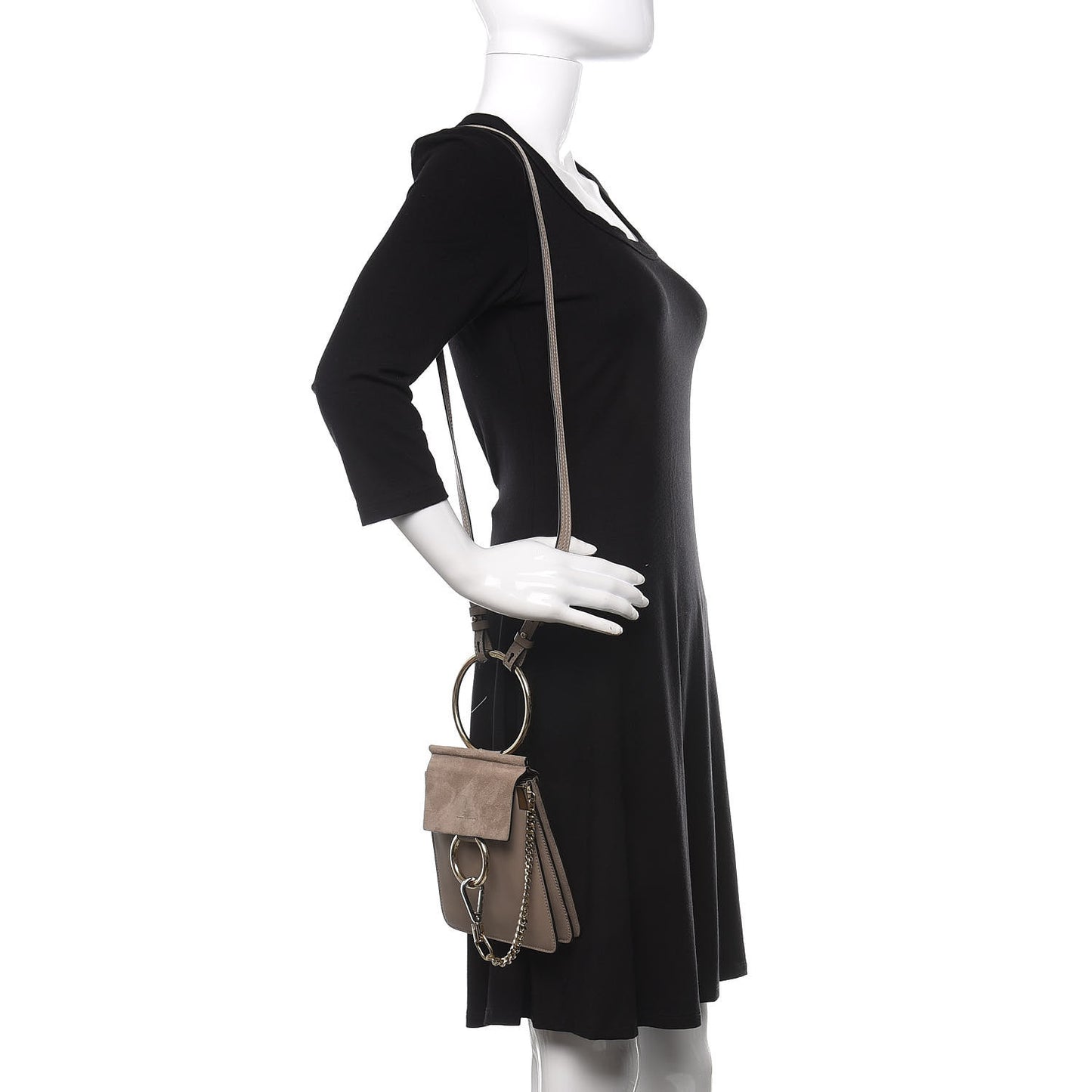 Suede Calfskin Mini Faye Bracelet Bag Motty Grey