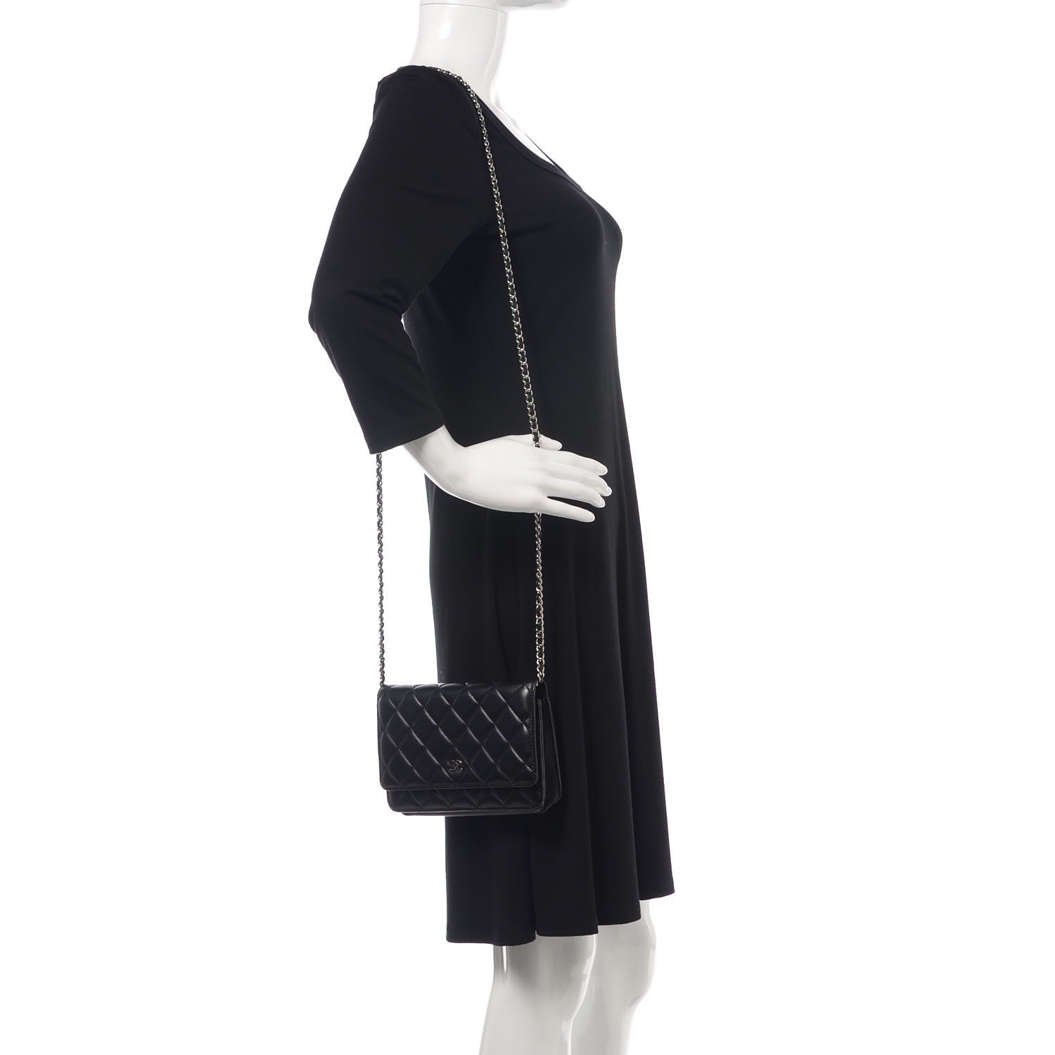Chanel Lambskin Quilted Wallet On Chain WOC Black 2 of 11