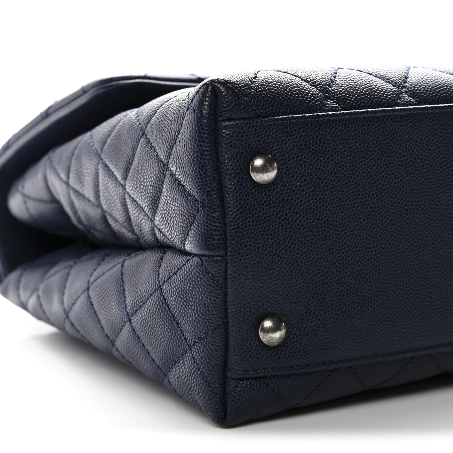 Caviar Lizard Quilted Medium Coco Handle Flap Navy