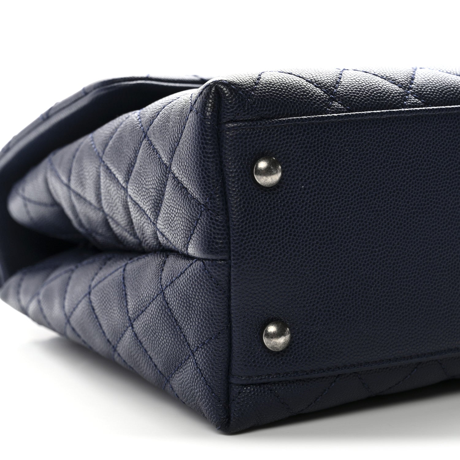 Chanel Caviar Lizard Quilted Medium Coco Handle Flap Navy 8 of 10