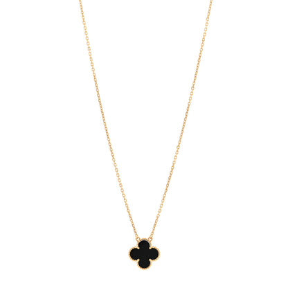 Van Cleef & Arpels 18K Yellow Gold Black Onyx Vintage Alhambra Pendant Necklace 1 of 6