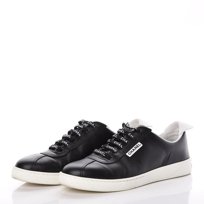Chanel Calfskin Womens CC Sneakers 38.5 Black 3 of 10