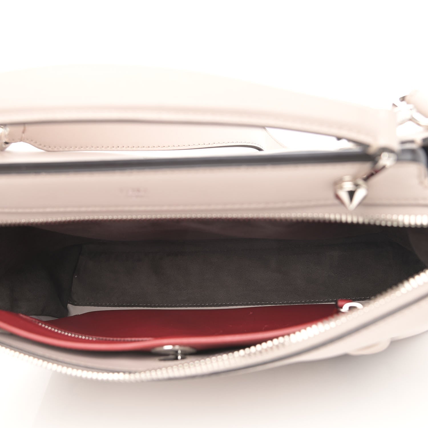 Fendi Vitello Baltico Dolce Shiny Nappa Lace Up DotCom Satchel Grigio Polvere 5 of 16