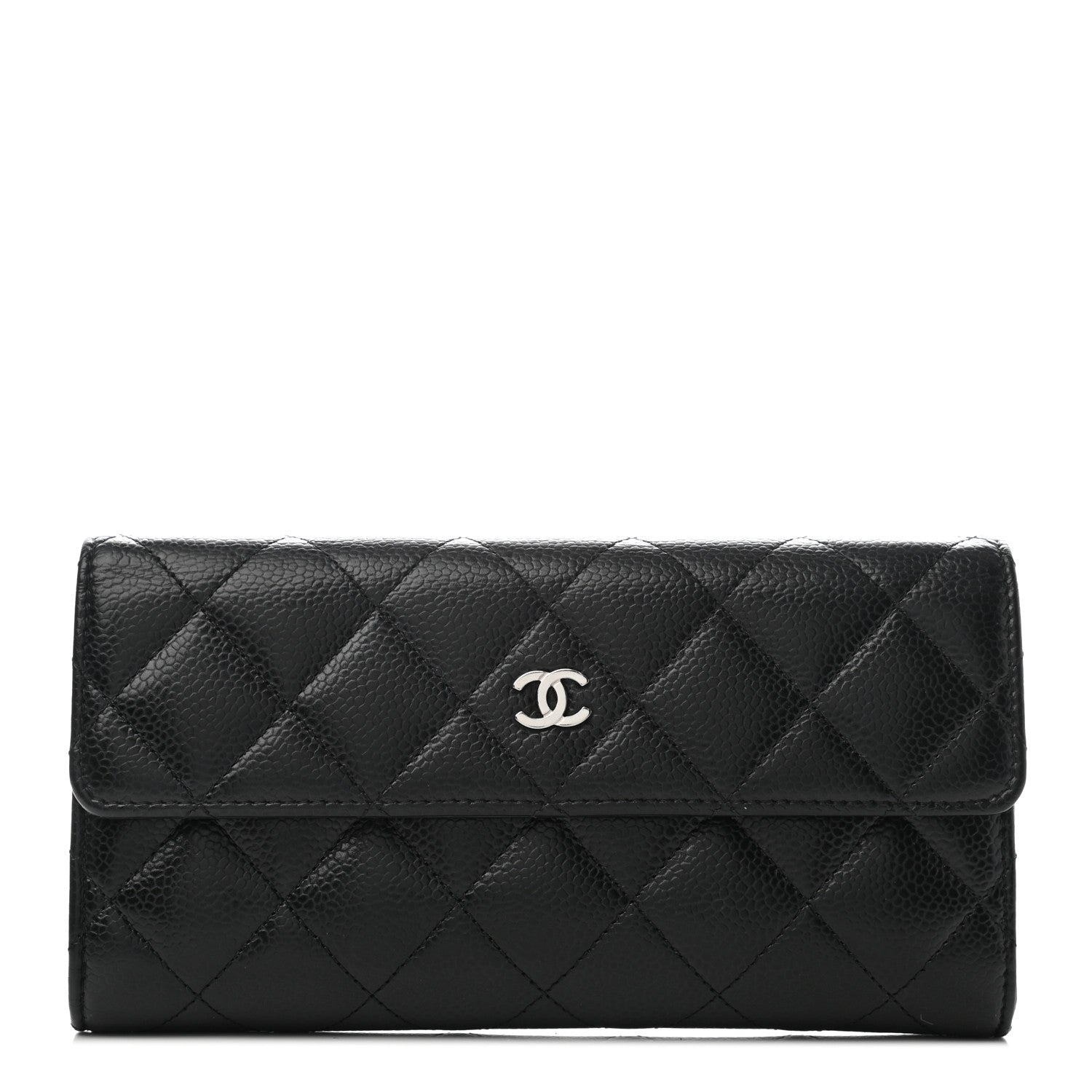 Chanel Caviar Quilted Large Gusset Flap Wallet Black 1 of 8