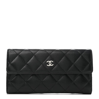 Chanel Caviar Quilted Large Gusset Flap Wallet Black 1 of 8