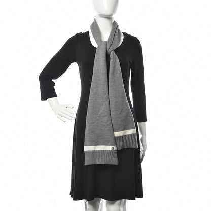 Gucci Wool Newporte Long Scarf Graphite Ivory 2 of 3