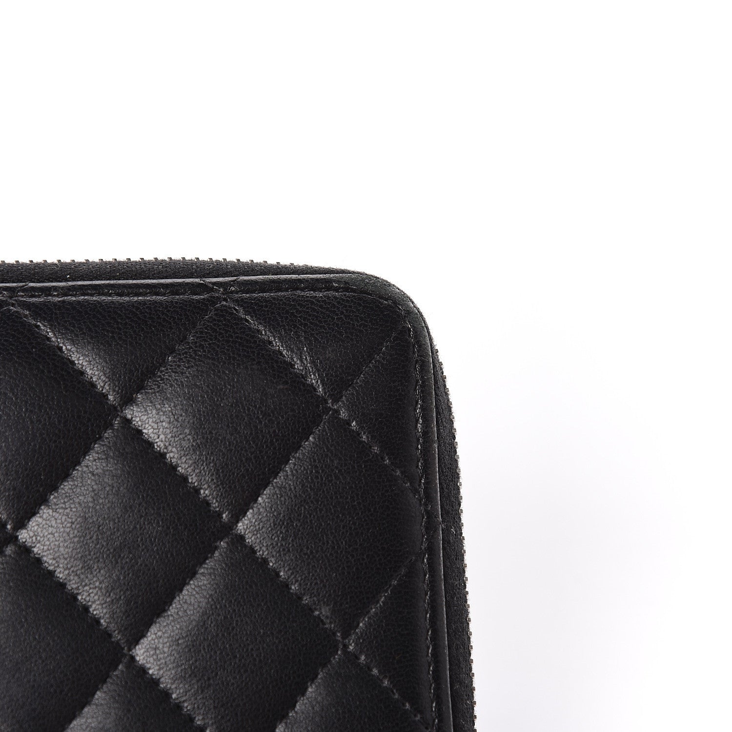 Chanel Lambskin Quilted Large Gusset Zip Around Wallet Black 10 of 17