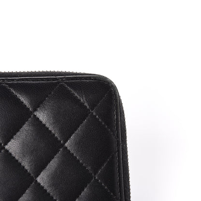 Chanel Lambskin Quilted Large Gusset Zip Around Wallet Black 10 of 17