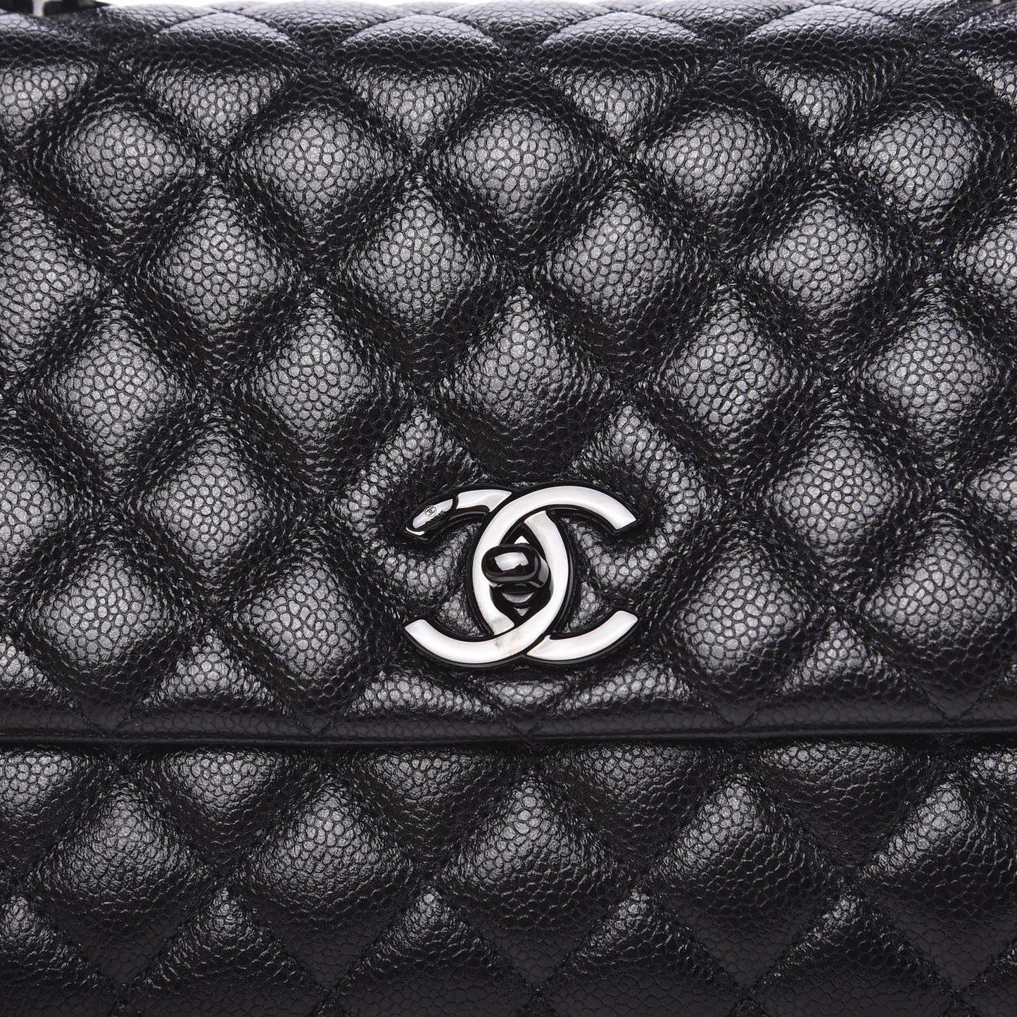 Caviar Quilted Small Coco Handle Flap So Black