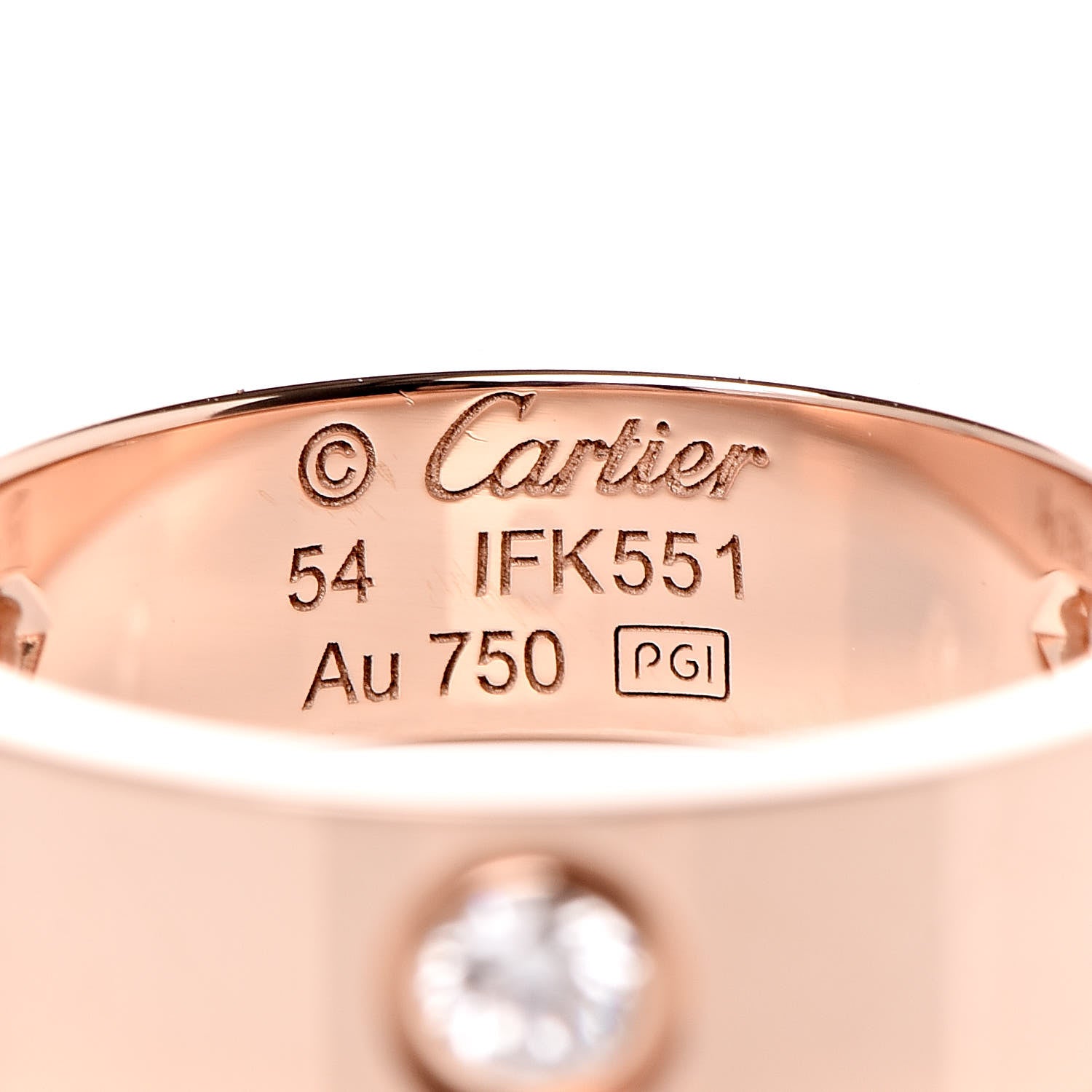 Cartier 18K Pink Gold 3 Diamond 5.5mm LOVE Ring 54 7 4 of 5