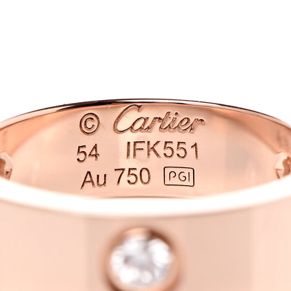 Cartier 18K Pink Gold 3 Diamond 5.5mm LOVE Ring 54 7 4 of 5