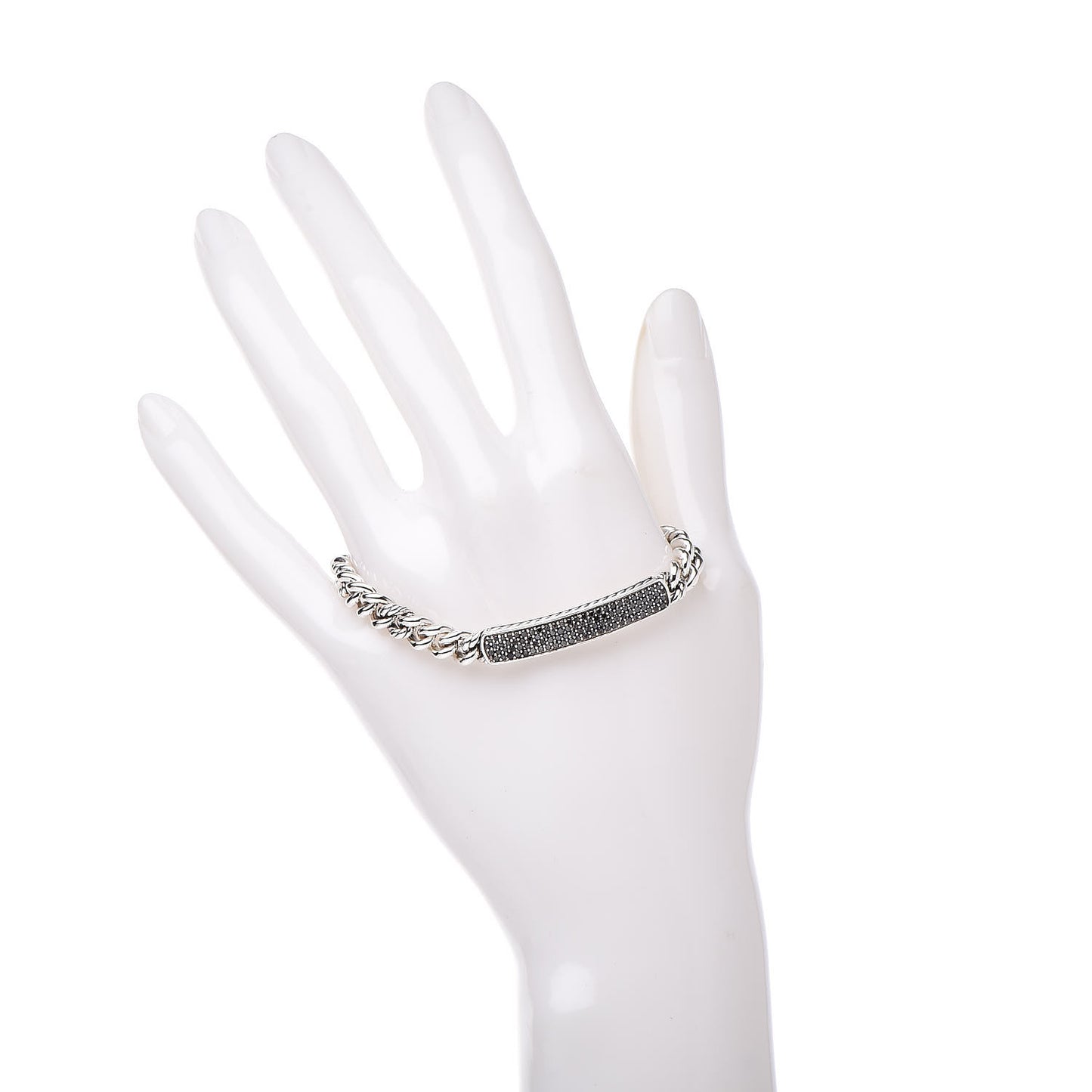 Sterling Silver Black Diamond 6mm Petite ID Bracelet